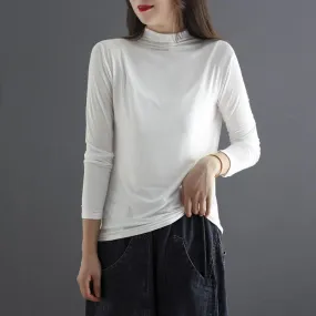 Autumn Turtleneck Cotton Elastic Long Sleeve T-Shirt