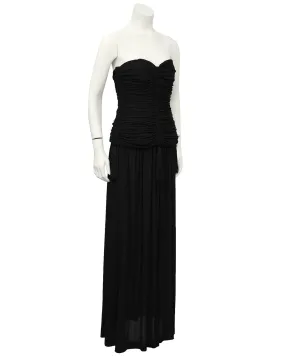 Black Jersey 2 PC Gown With Tassels