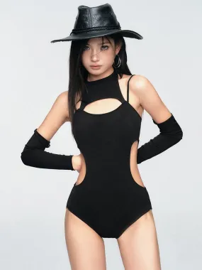 Cutout One-Piece Swimsuit with Long Sleeves