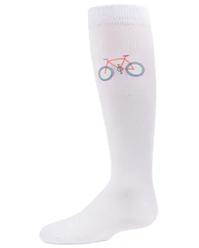 Girls' Embroidered Bicycle Knee-High Socks